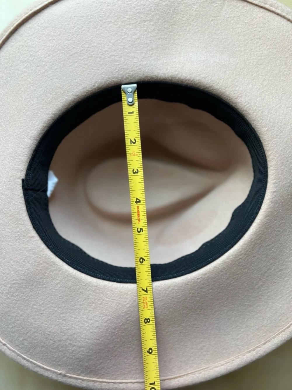 Wide Brim 100% Wool Felt Fedora in Beige with Gray Band Boho Western Minimalist
